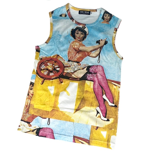 Vintage Sailor Girl Sleeveless T-Shirt - Picture 2 of 4